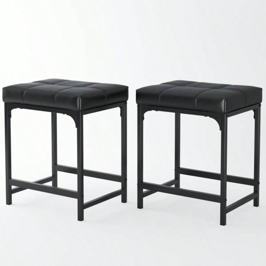 2 Pack Vanity Stool Chair, Makeup Stool, Faux Leather Vanity Stool, Modern Foot Stool Vanity Makeup, Living Room, Bedroom and Entryway, BarstoolsNot shipped on weekends, banned