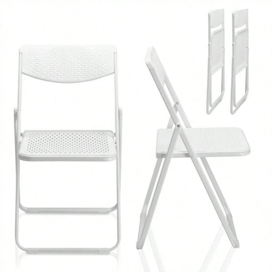 4 Pack Plastic Folding Chairs, Lightweight Stackable Commercial Chairs, Portable Event Seats Indoor Outdoor Home Event Party Picnic School Wedding, White