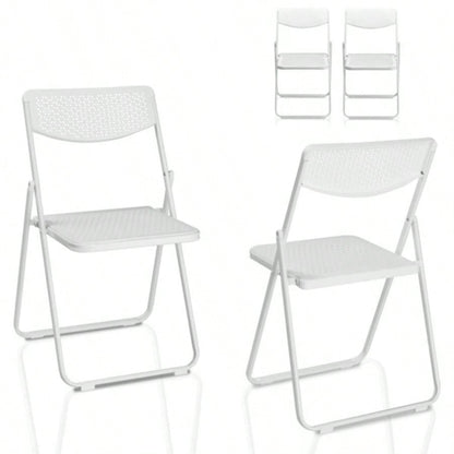 4 Pack Plastic Folding Chairs, Lightweight Stackable Commercial Chairs, Portable Event Seats Indoor Outdoor Home Event Party Picnic School Wedding, White