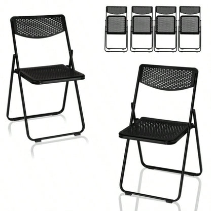 6 Pack Plastic Folding Chairs, Lightweight Stackable Commercial Chairs, Portable Event Seats Indoor Outdoor Home Event Party Picnic School Wedding, Black