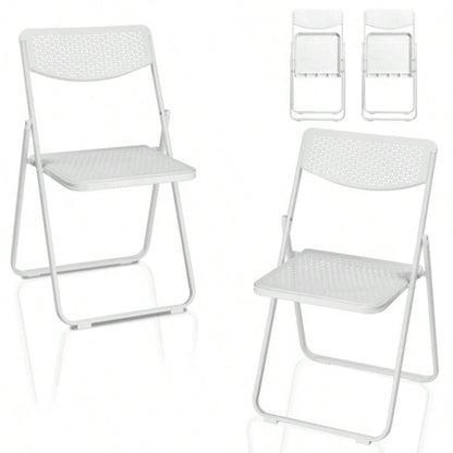4 Pack Plastic Folding Chairs, Lightweight Stackable Commercial Chairs, Portable Event Seats Indoor Outdoor Home Event Party Picnic School Wedding, White