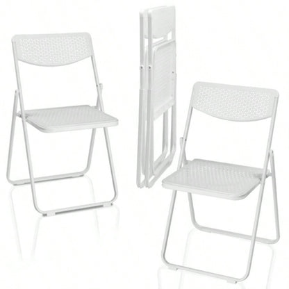 4 Pack Plastic Folding Chairs, Lightweight Stackable Commercial Chairs, Portable Event Seats Indoor Outdoor Home Event Party Picnic School Wedding, White