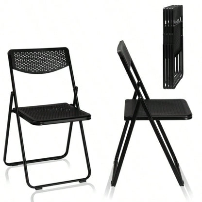 6 Pack Plastic Folding Chairs, Lightweight Stackable Commercial Chairs, Portable Event Seats Indoor Outdoor Home Event Party Picnic School Wedding, Black