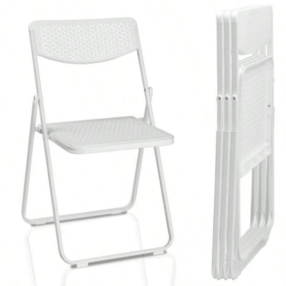 4 Pack Plastic Folding Chairs, Lightweight Stackable Commercial Chairs, Portable Event Seats Indoor Outdoor Home Event Party Picnic School Wedding, White