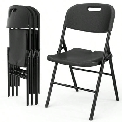 replace969644684 Pack Plastic Folding Chair with 440 - Pound Capacity, Commercial Grade Folding Chair, Portable Chairs Events Office Wedding Party Picnic Dining, Black