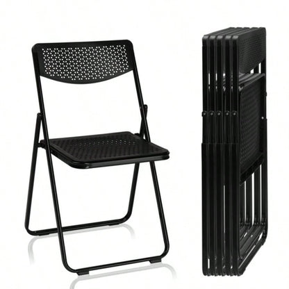 6 Pack Plastic Folding Chairs, Lightweight Stackable Commercial Chairs, Portable Event Seats Indoor Outdoor Home Event Party Picnic School Wedding, Black