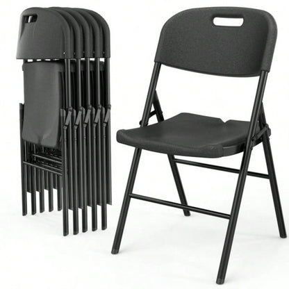 replace969644684 Pack Plastic Folding Chair with 440 - Pound Capacity, Commercial Grade Folding Chair, Portable Chairs Events Office Wedding Party Picnic Dining, Black