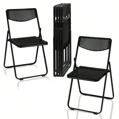 6 Pack Plastic Folding Chairs, Lightweight Stackable Commercial Chairs, Portable Event Seats Indoor Outdoor Home Event Party Picnic School Wedding, Black