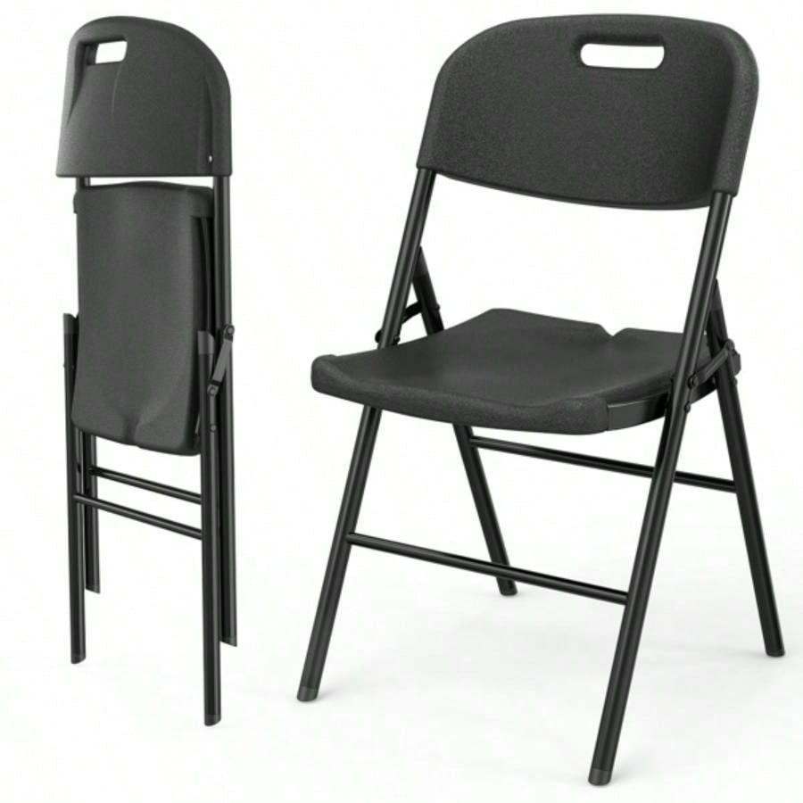 replace969644684 Pack Plastic Folding Chair with 440 - Pound Capacity, Commercial Grade Folding Chair, Portable Chairs Events Office Wedding Party Picnic Dining, Black