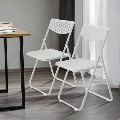 4 Pack Plastic Folding Chairs, Lightweight Stackable Commercial Chairs, Portable Event Seats Indoor Outdoor Home Event Party Picnic School Wedding, White