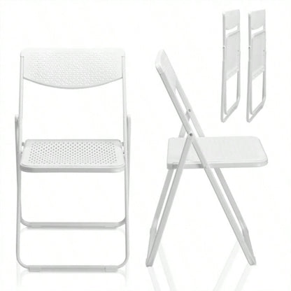 4 Pack Plastic Folding Chairs, Lightweight Stackable Commercial Chairs, Portable Event Seats Indoor Outdoor Home Event Party Picnic School Wedding, White