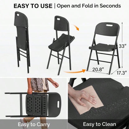 replace969644684 Pack Plastic Folding Chair with 440 - Pound Capacity, Commercial Grade Folding Chair, Portable Chairs Events Office Wedding Party Picnic Dining, Black