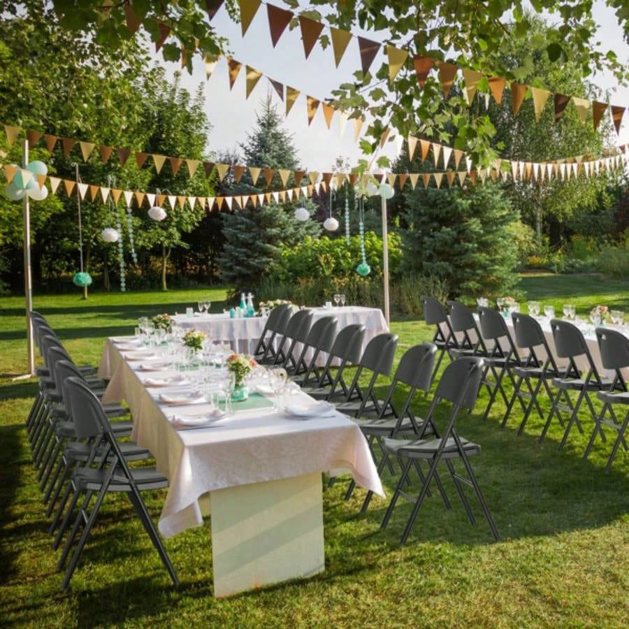replace969644684 Pack Plastic Folding Chair with 440 - Pound Capacity, Commercial Grade Folding Chair, Portable Chairs Events Office Wedding Party Picnic Dining, Black