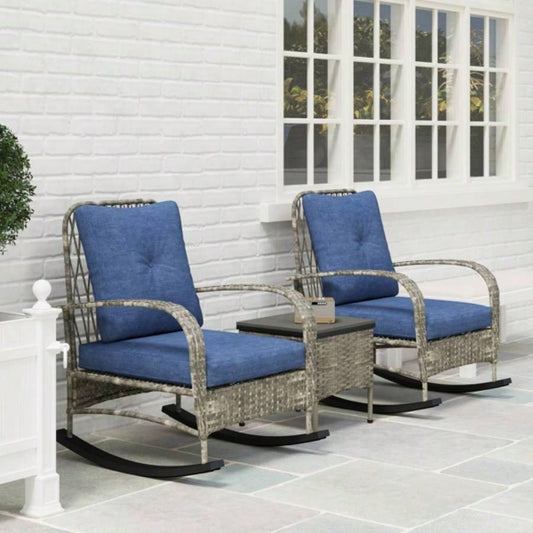 Rattan Chaise Lounge ChairWicker Patio Furniture Set