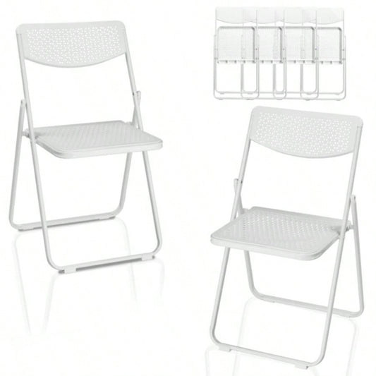 6 Pack Plastic Folding Chairs, Lightweight Stackable Commercial Chairs, Portable Event Seats Indoor Outdoor Home Event Party Picnic School Wedding, White