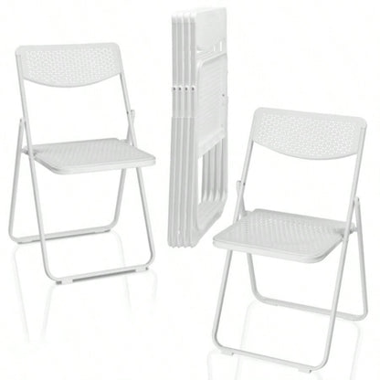 6 Pack Plastic Folding Chairs, Lightweight Stackable Commercial Chairs, Portable Event Seats Indoor Outdoor Home Event Party Picnic School Wedding, White