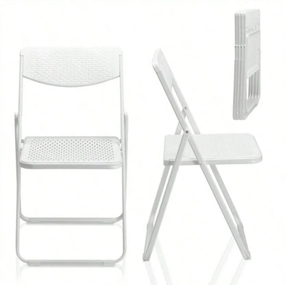 6 Pack Plastic Folding Chairs, Lightweight Stackable Commercial Chairs, Portable Event Seats Indoor Outdoor Home Event Party Picnic School Wedding, White