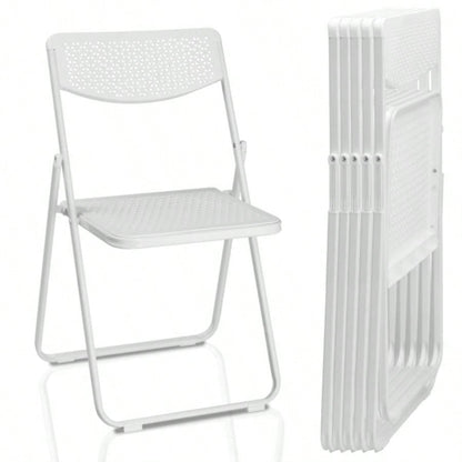 6 Pack Plastic Folding Chairs, Lightweight Stackable Commercial Chairs, Portable Event Seats Indoor Outdoor Home Event Party Picnic School Wedding, White