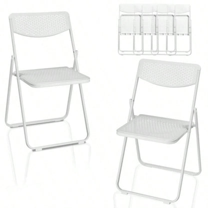 6 Pack Plastic Folding Chairs, Lightweight Stackable Commercial Chairs, Portable Event Seats Indoor Outdoor Home Event Party Picnic School Wedding, White