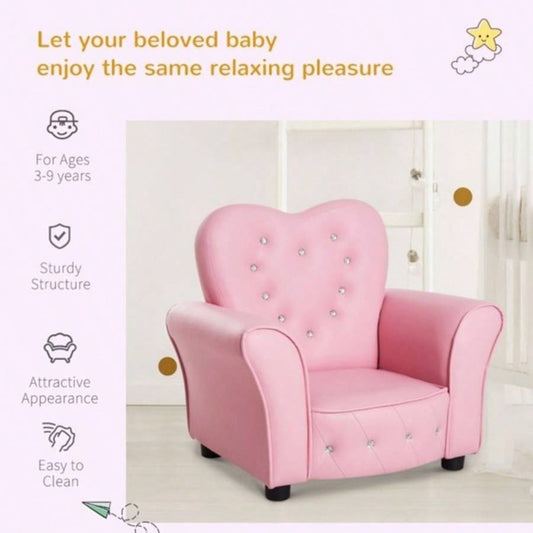 Kids Sofa Toddler Tufted Upholstered Sofa Chair Princess Couch with Decoration - AS Prohibited by