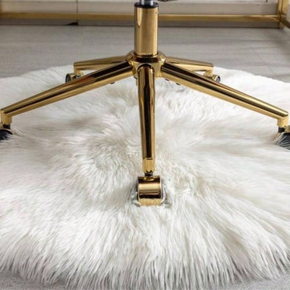 Furniture Office Chair, Artificial rabbit hair Home Office Chair with Golden Metal Base, Adjustable Desk Chair Swivel Office Chair, Vanity ChairPink
