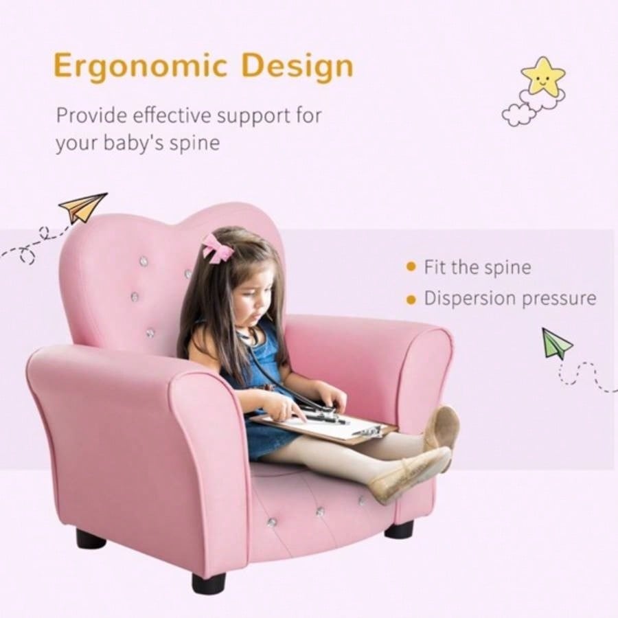Kids Sofa Toddler Tufted Upholstered Sofa Chair Princess Couch with Decoration - AS Prohibited by