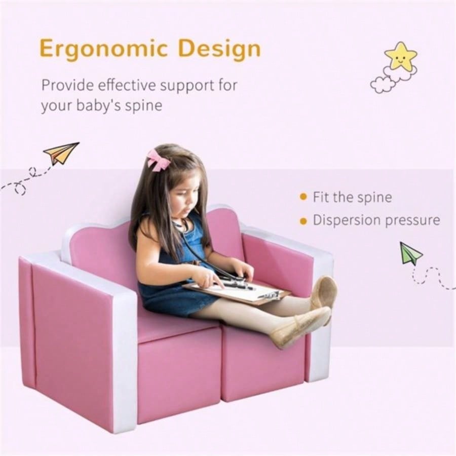 Kids 2 - in - 1 Sofa Sets - Pink Prohibited by