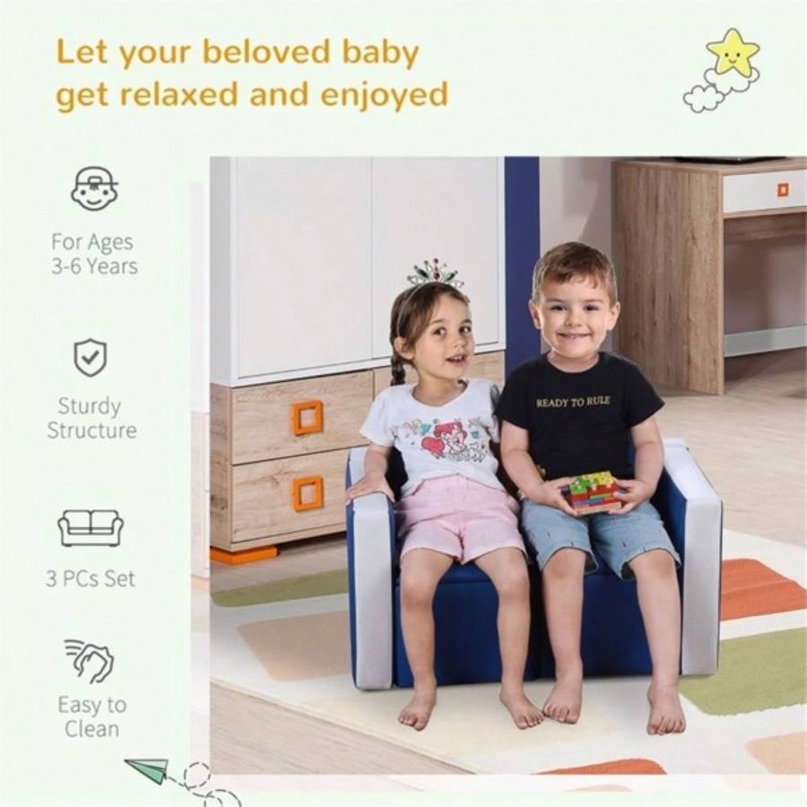 Kids 2 - in - 1 Sofa Sets - Blue Prohibited by