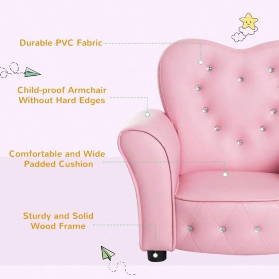 Kids Sofa Toddler Tufted Upholstered Sofa Chair Princess Couch with Decoration - AS Prohibited by