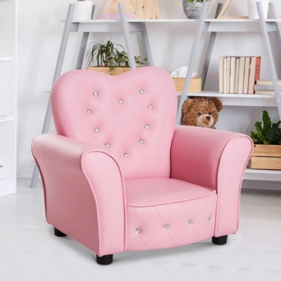 Kids Sofa Toddler Tufted Upholstered Sofa Chair Princess Couch with Decoration - AS Prohibited by