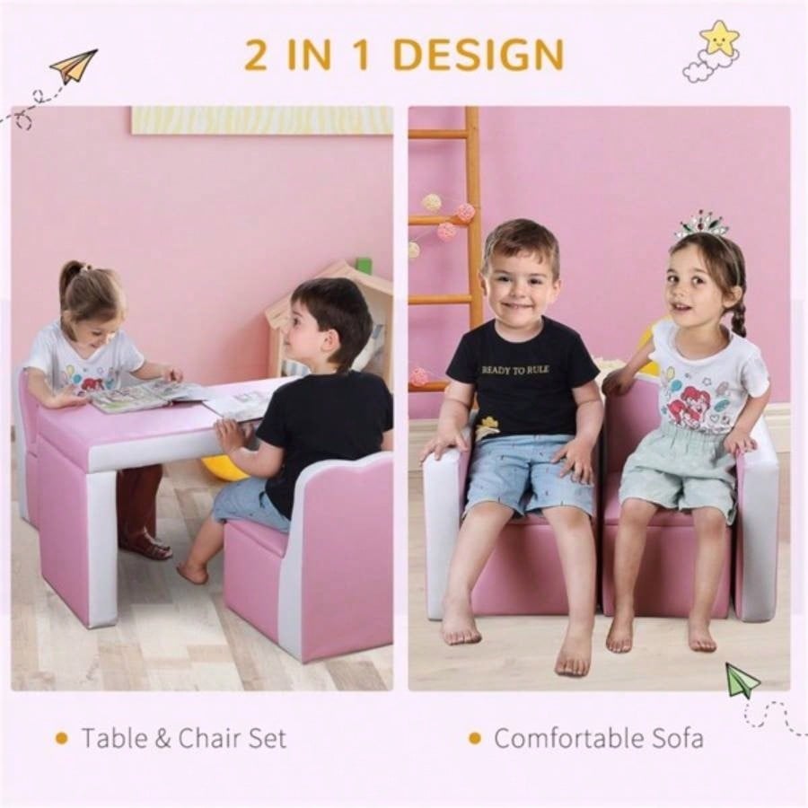 Kids 2 - in - 1 Sofa Sets - Pink Prohibited by