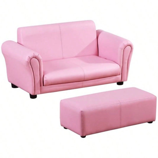 Kids Sofa Set with Footstool - Pink Prohibited by