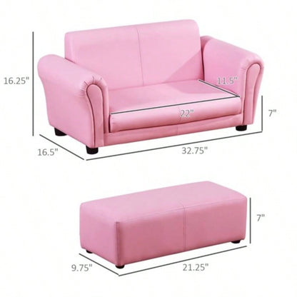 Kids Sofa Set with Footstool - Pink Prohibited by