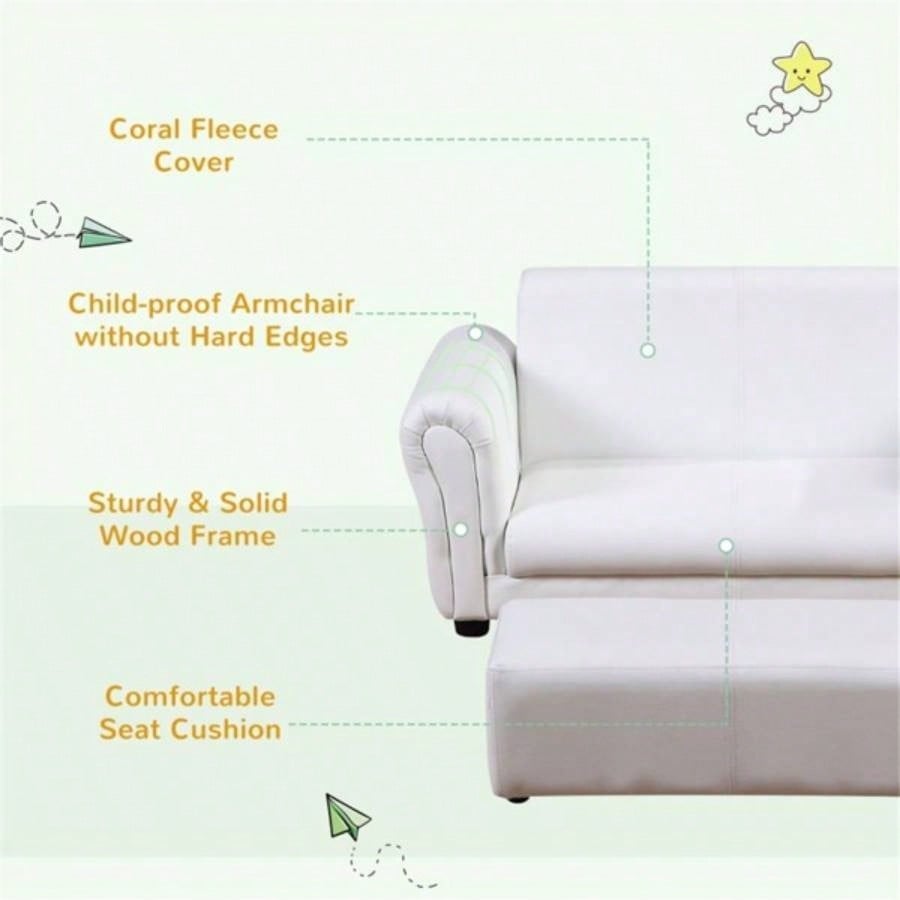 Kids Sofa Set with Footstool - White Prohibited by