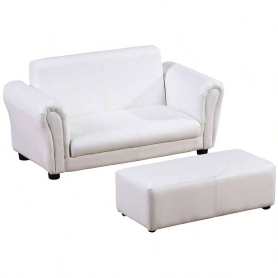 Kids Sofa Set with Footstool - White Prohibited by