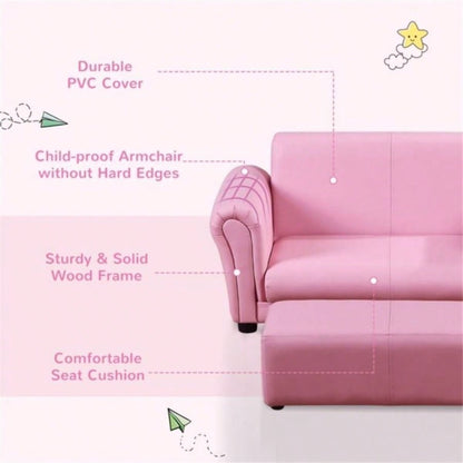 Kids Sofa Set with Footstool - Pink Prohibited by