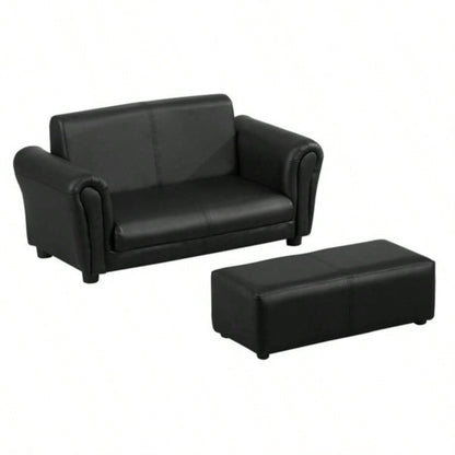 Kids Sofa Set with Footstool - Black Prohibited by