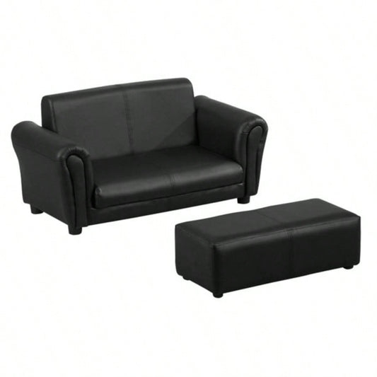 Kids Sofa Set with Footstool - Black Prohibited by