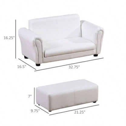 Kids Sofa Set with Footstool - White Prohibited by