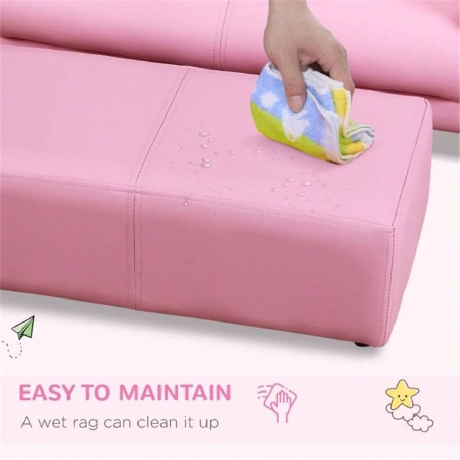 Kids Sofa Set with Footstool - Pink Prohibited by
