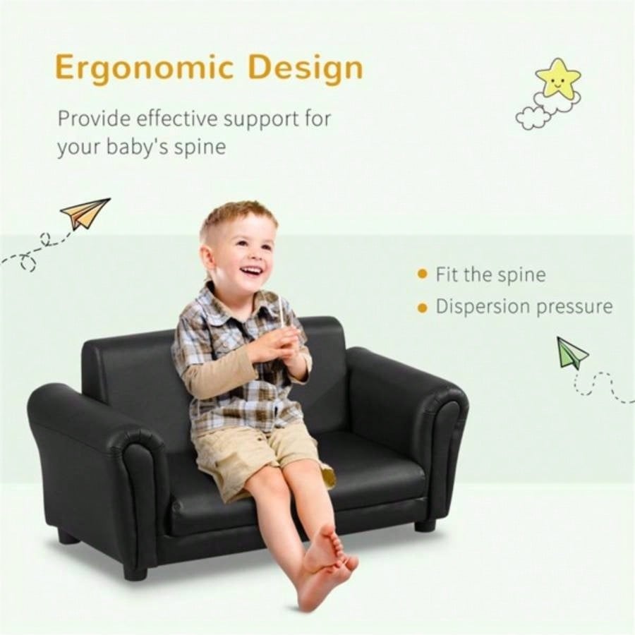 Kids Sofa Set with Footstool - Black Prohibited by