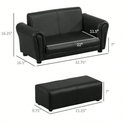 Kids Sofa Set with Footstool - Black Prohibited by