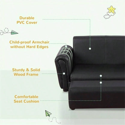 Kids Sofa Set with Footstool - Black Prohibited by