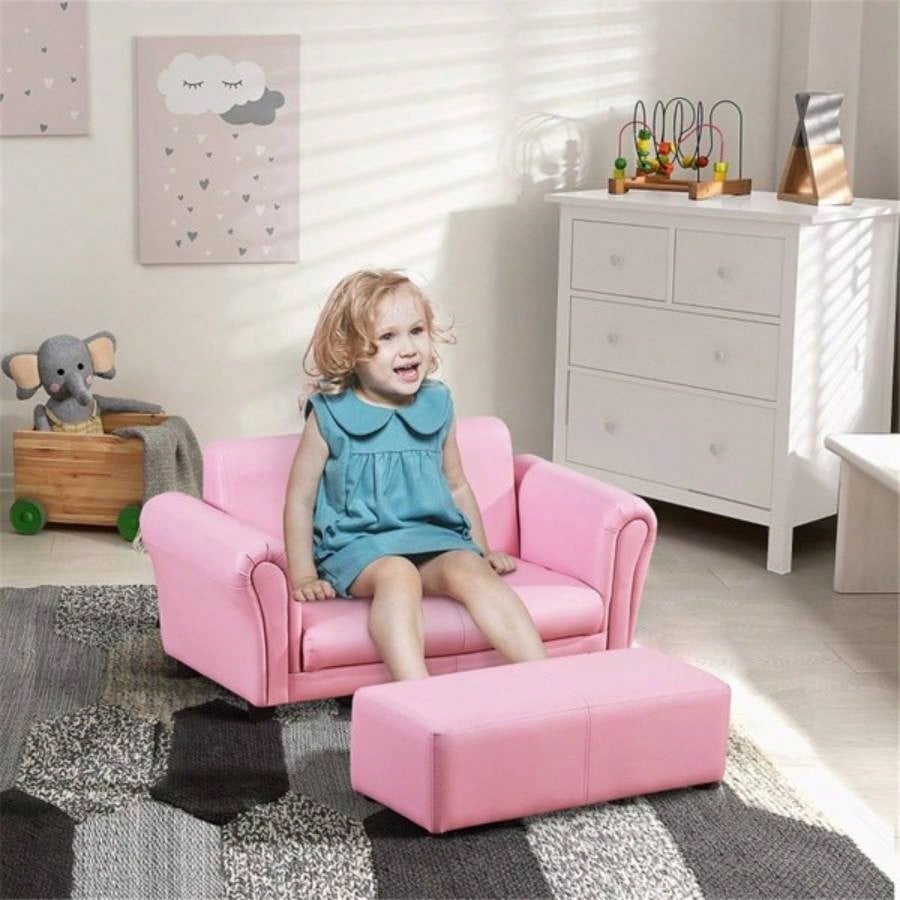 Kids Sofa Set with Footstool - Pink Prohibited by