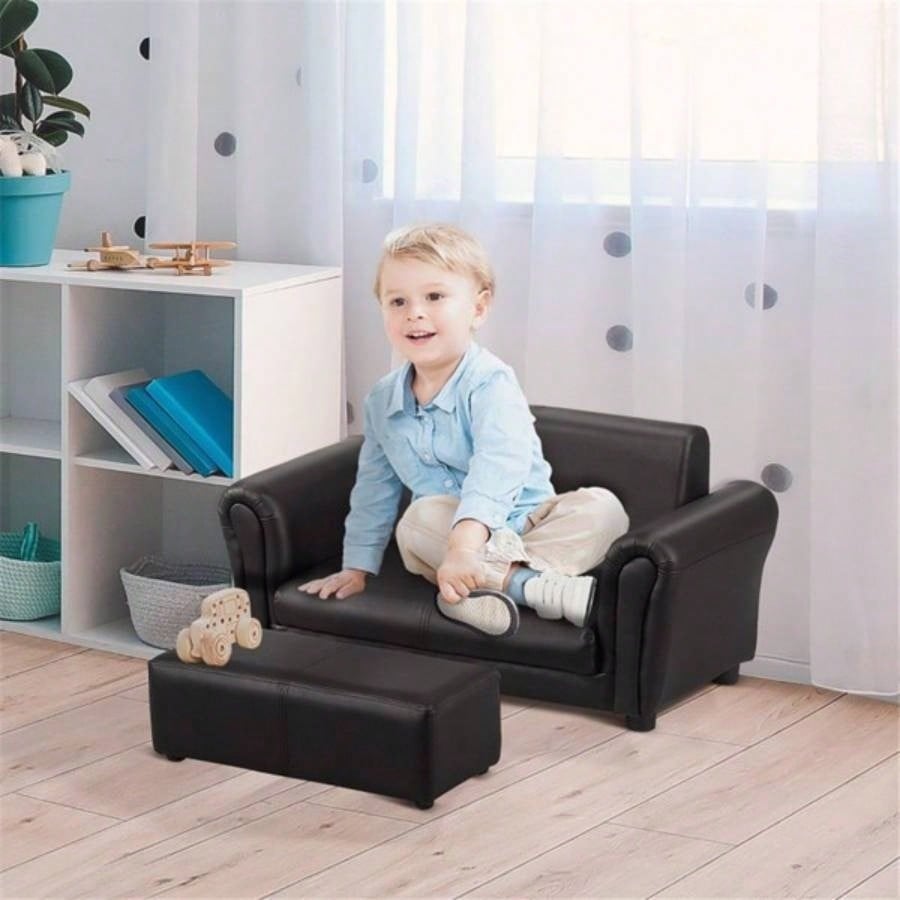 Kids Sofa Set with Footstool - Black Prohibited by