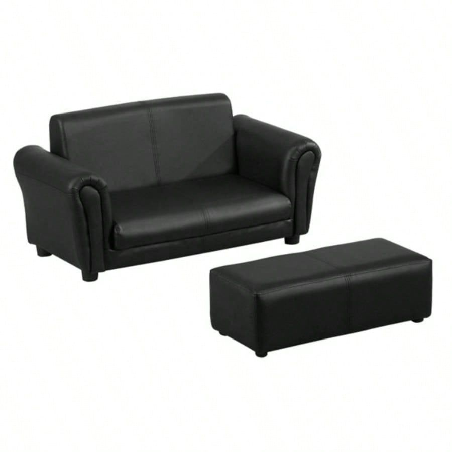 Kids Sofa Set with Footstool - Black Prohibited by