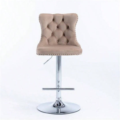 Furniture, Swivel Velvet Barstools Adjusatble Height from 25 - 33 Inch, Modern Upholstered base Bar Stools with Backs Comfortable Tufted Home Pub and Kitchen IslandKhaki, Set of 2