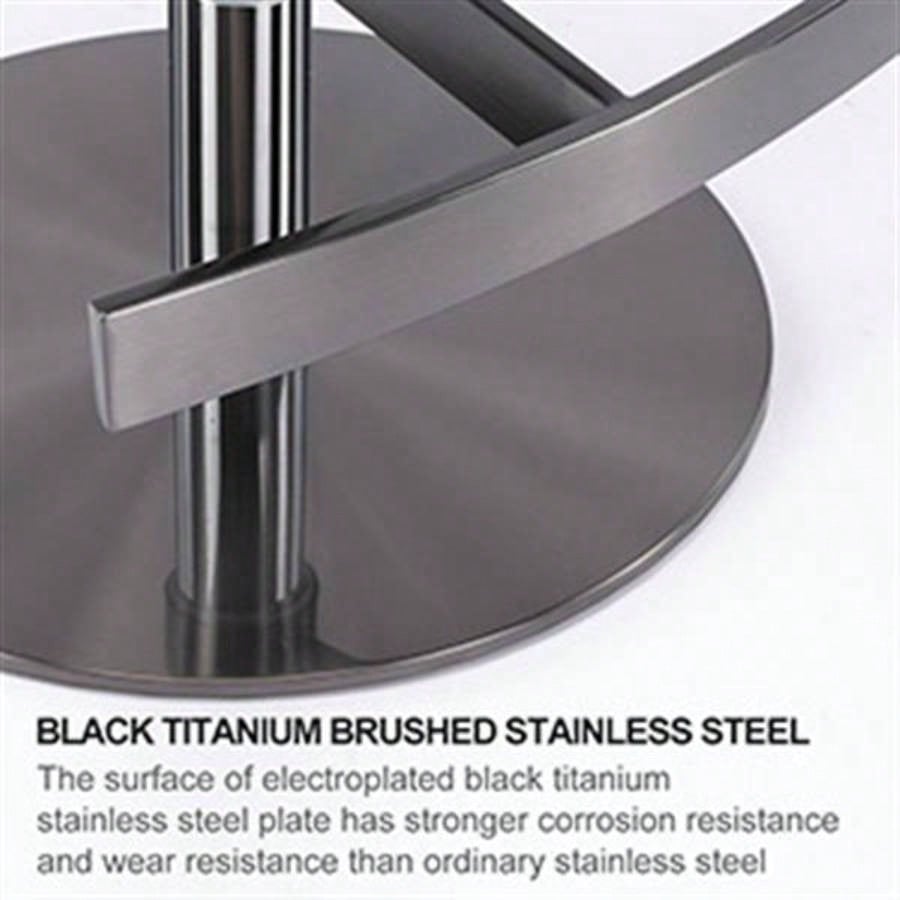 Black Titanium Stainless Steel Bar Stools, Grade Modern Leather Bar Chair with Backrest, Swivel Adjustable Height Kitchen Counter and Dining Room Brown 1pc