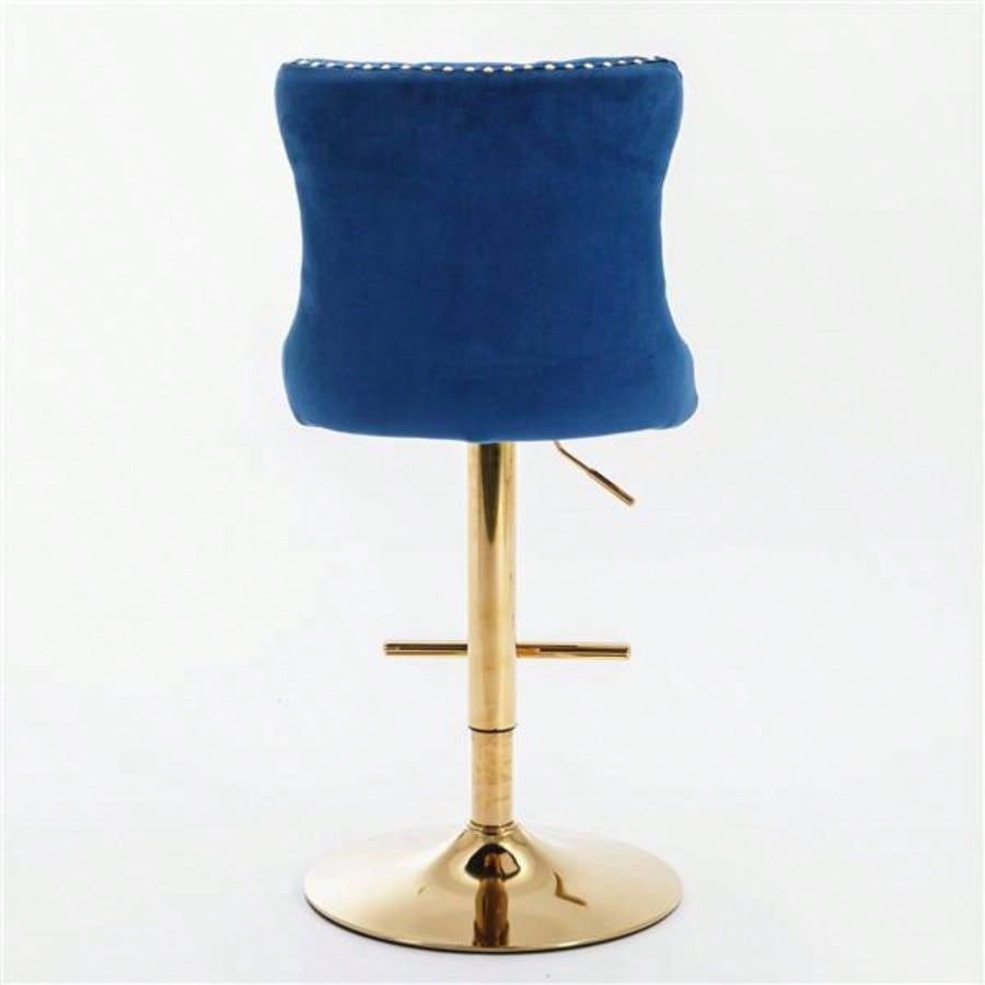 Furniture, Golden Swivel Velvet Barstools Adjusatble Height from 25 - 33 Inch, Modern Upholstered Bar Stools with Backs Comfortable Tufted Home Pub and Kitchen Island, Blue, Set of 2