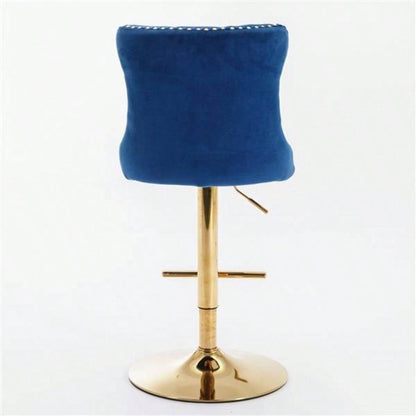 Furniture, Golden Swivel Velvet Barstools Adjusatble Height from 25 - 33 Inch, Modern Upholstered Bar Stools with Backs Comfortable Tufted Home Pub and Kitchen Island, Blue, Set of 2